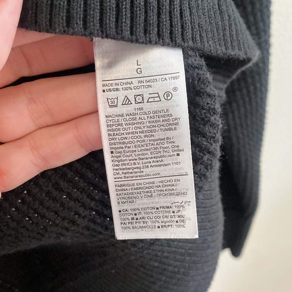 NWT Banana Republic Men's Cotton Waffle-Knit Half-Zip Sweater Black Size Large - Picture 8 of 11